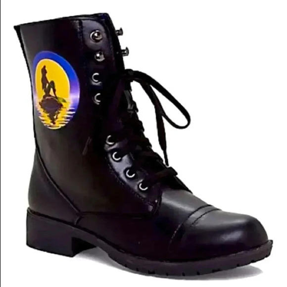 NWT Disney’s The Little Mermaid Ariel Silhouette Combat Boots - Picture 1 of 8